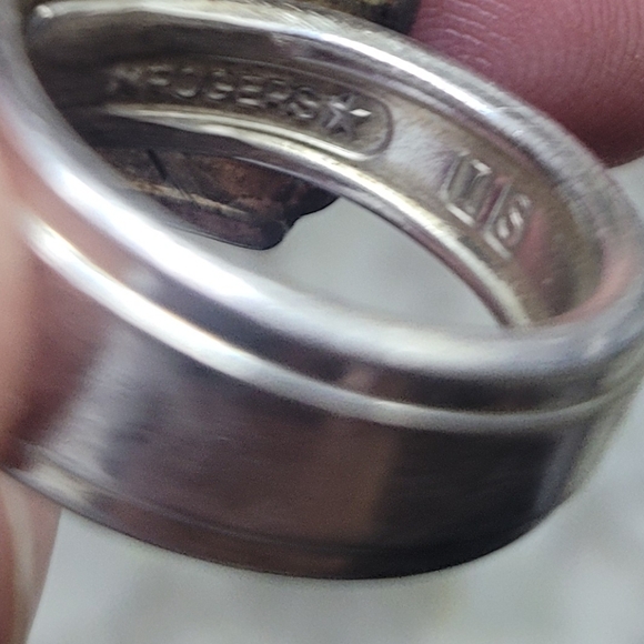 Rogers Vintage Repousse Floral Wrap Silver Spoon Ring Sz 6 - Picture 11 of 12